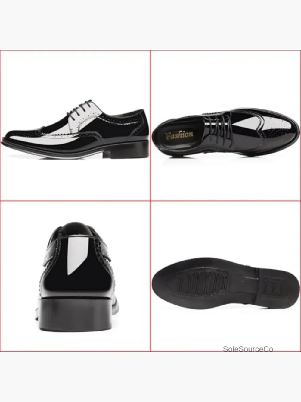 Men's Patent Leather Wingtip Brogue Oxfords Dress Shoes Lace Up Formal Derby